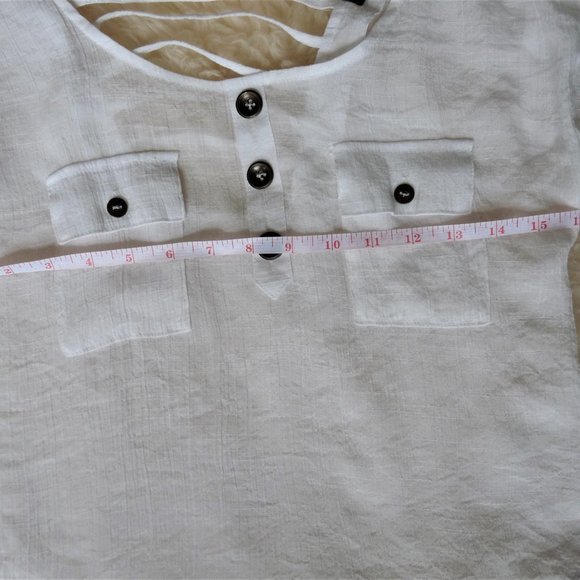 Short Sleeve Blouse Open Back, White - Picture 7 of 7